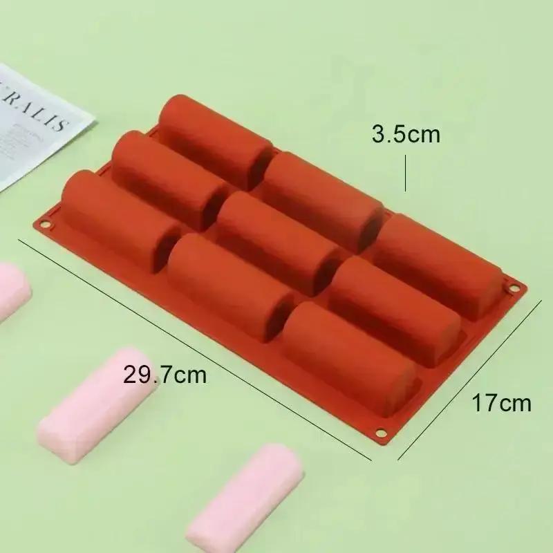 New Baking Tools 9 Cavity Silicone Mold 3D Stick Half-cylindrical Long Strip Shape Chocolate Truffle Mousse Cake Dessert Mold