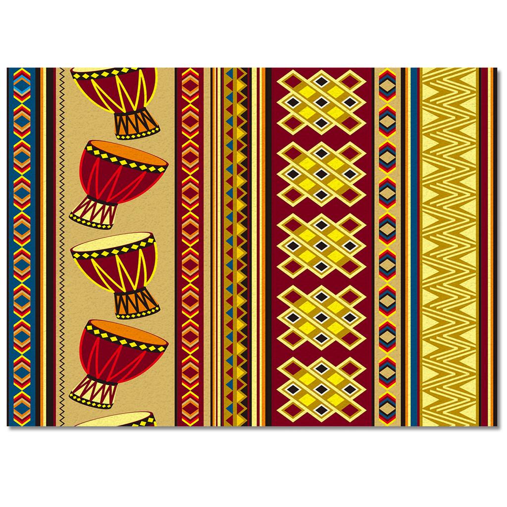 African Tambourine Geometric Lines Carpets for Living Room Anti-slip Carpet for Bedroom and Kitchen Floor Mats Home Decor Rug