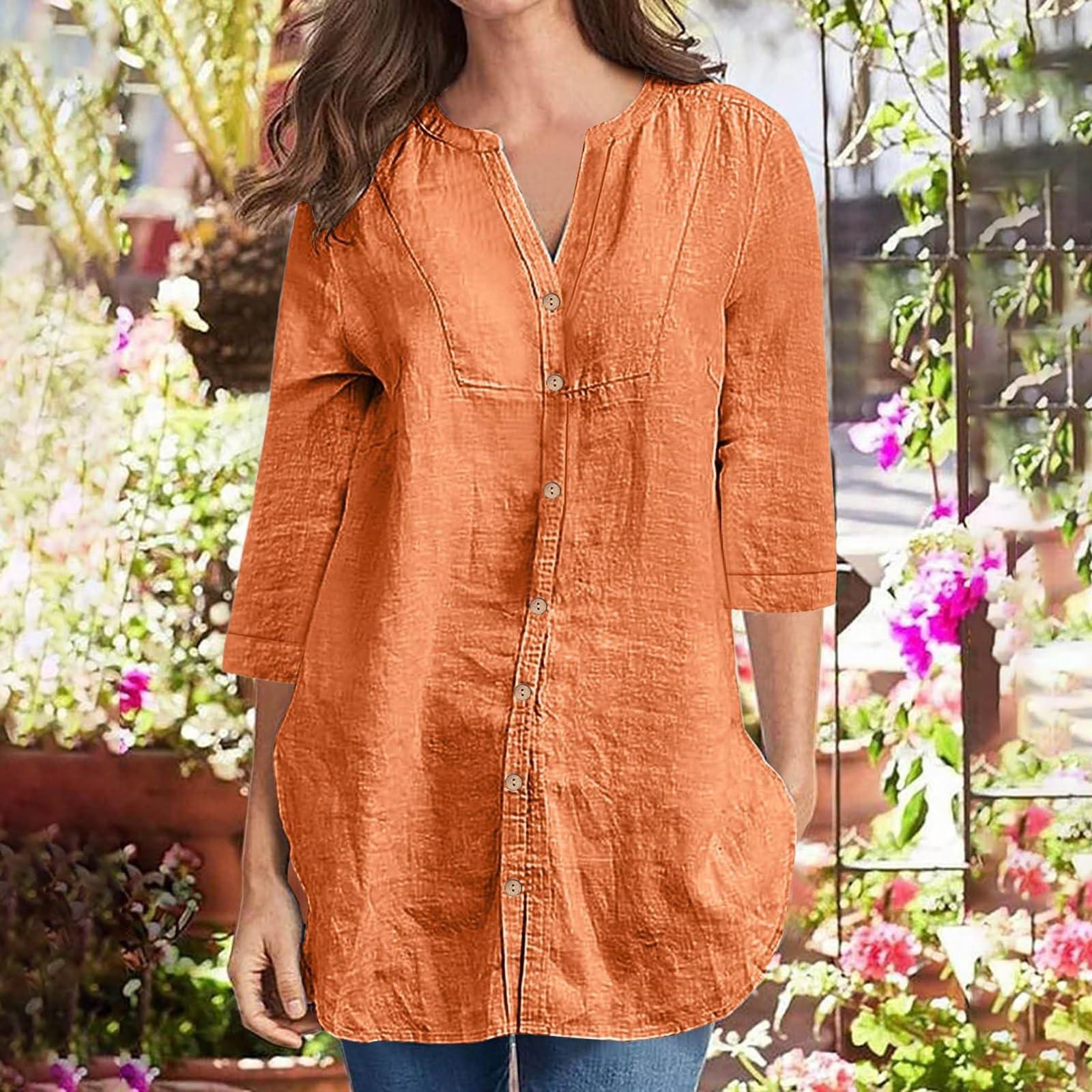 

Женский однотонный повседневный свободный топ XXL оранжевый