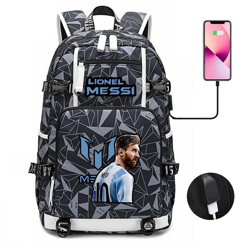 Glow-in-the-Dark Soccer Backpack Teens Large Capacity Laptop Bag With Padded Straps Oxford Fabric Trendy Patchwork Design
