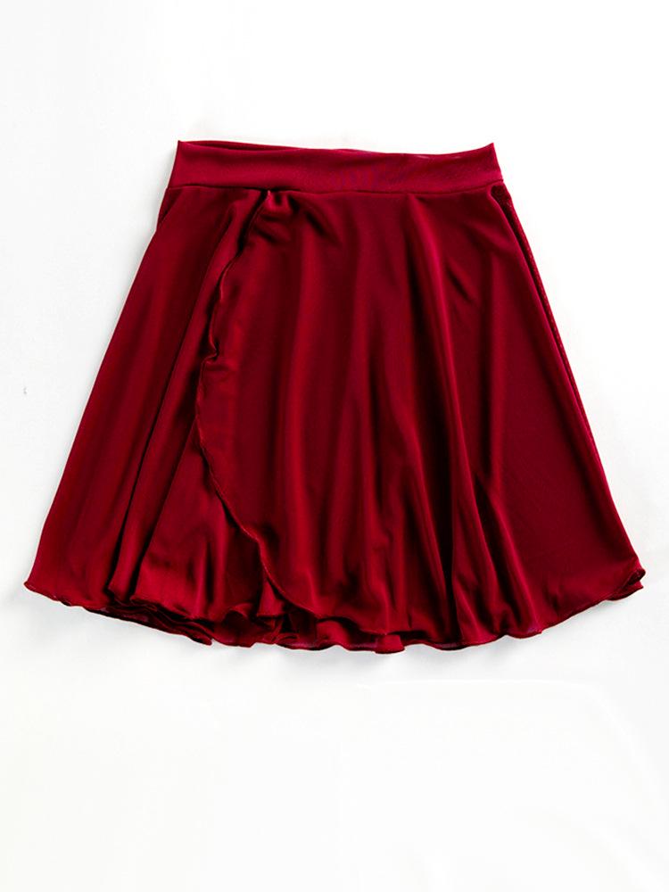 

Детская балетная танцевальная юбка с запахом спереди - Дышащая, эластичная талия и сетчатая гимнастическая юбка со свободными завязками. Medium вино красного