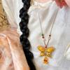 Ethnic Style Song Brocade Butterfly Necklace Tassels Embroidered Pendant Necklace  Women
