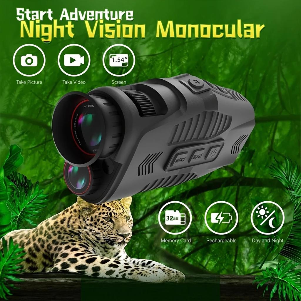Monocular Night Vision Device 1080P HD Infrared Zoom Hunting Telescope Outdoor Day Night Dual Use 100% Darknessfor Camping Hunti