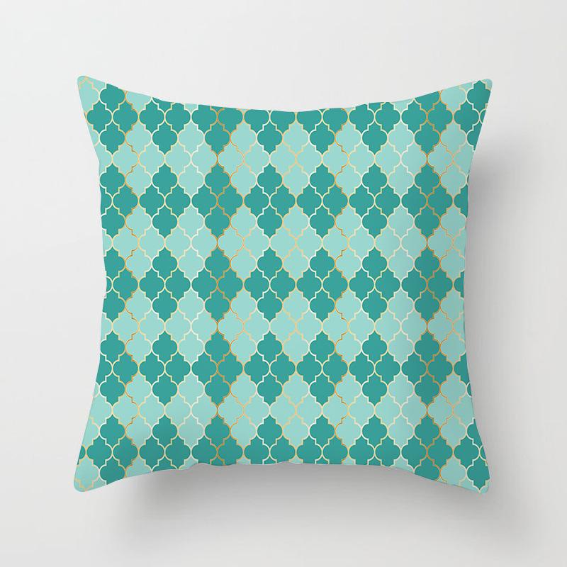 Retro Green Geometric Pillow Case Home Sofa Pillow Cushion Cover Tatami