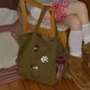 Daisy Bag Olive Daisy Bag / Vintage Button Detail Canvas Shoulder Bag