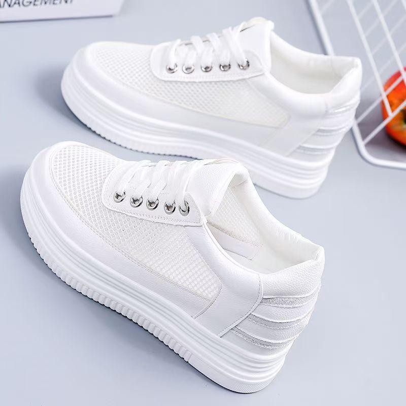 2025 Spring and Summer New Half-drag Sandals Women's Heelless Lazy Shoes Thick Sole Height Increase One Pedal Hollow Breathable External Wear