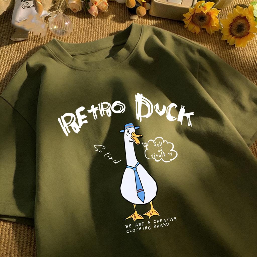 Retro Duck We Are A Creative T Shirt Unisex Summer All-Match Tee O-Neck Fashion Short Sleeve Cotton Loose Unisex Colour T-Shirts