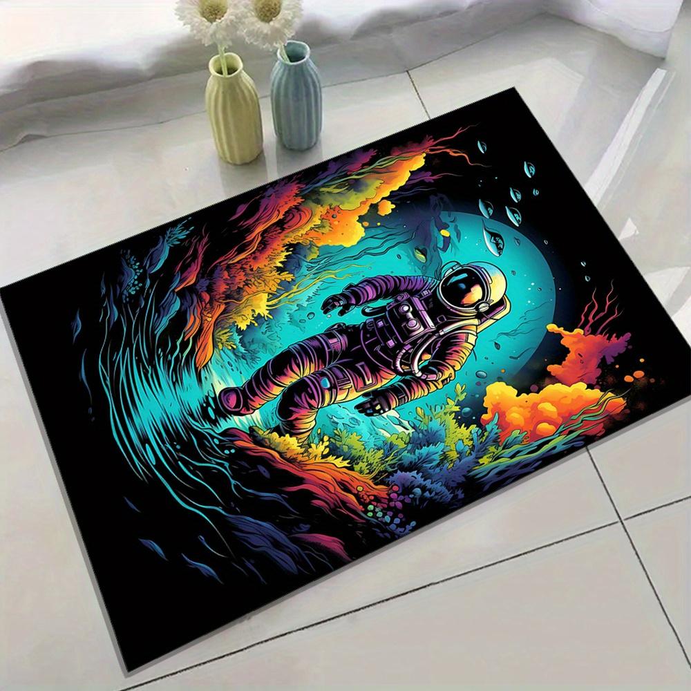 1pc Astronaut & Underwater Scene Area Mat - Non-Slip, Polyester Floor Mat for Living Room, Bedroom, or Office Decor
