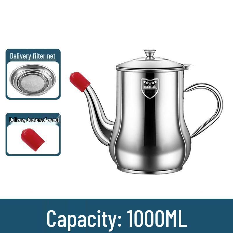 Stainless Steel Leak-Proof Oil Can with Filter, Large Capacity Kitchen Storage Bottle