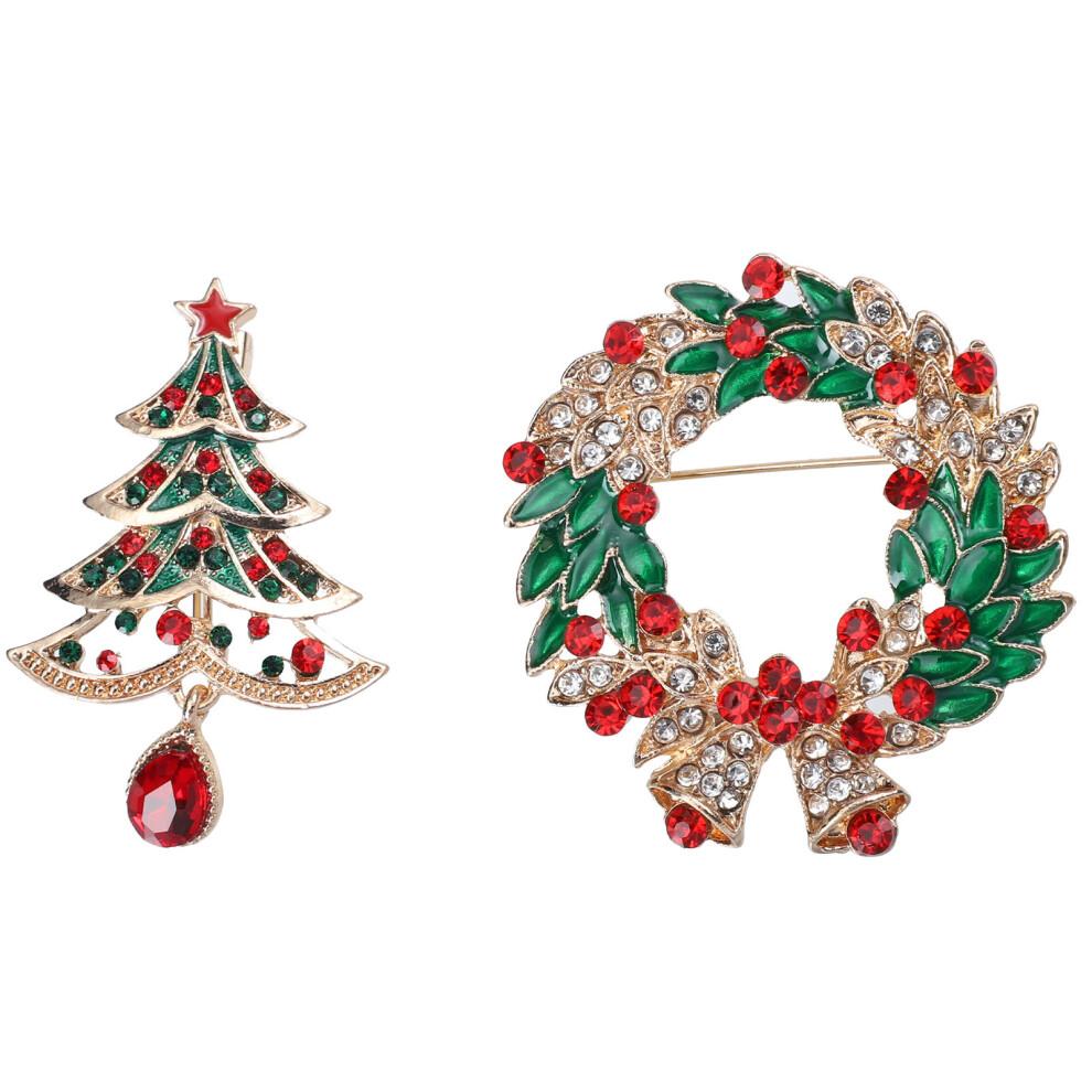 2 Christmas Decorative Brooches with Pins