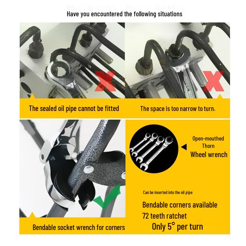 12mm Flexible Head Open-End Ratchet Wrench