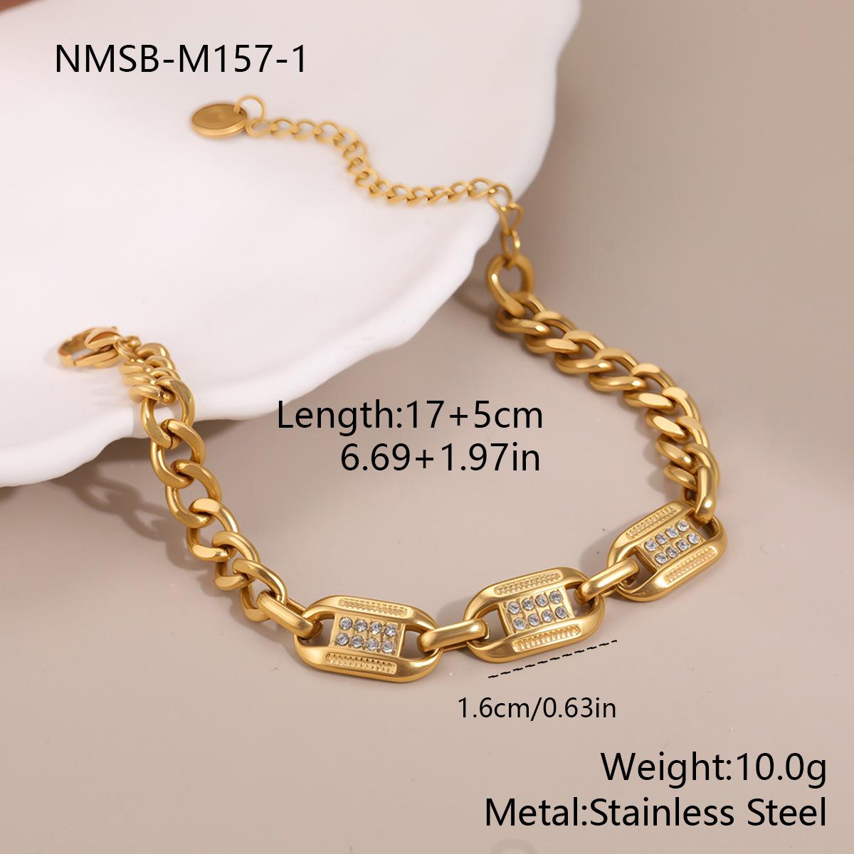 GEMCHIC Women s Luxury Titanium Steel Rhinestone Chain Bracelet Fashion Geometric Design Jewelry