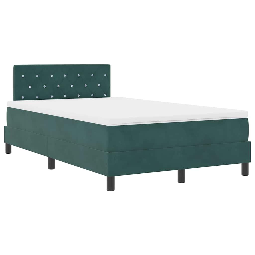 Box Spring Bed with Mattress Dark Green 120 x 190 cm Velvet
