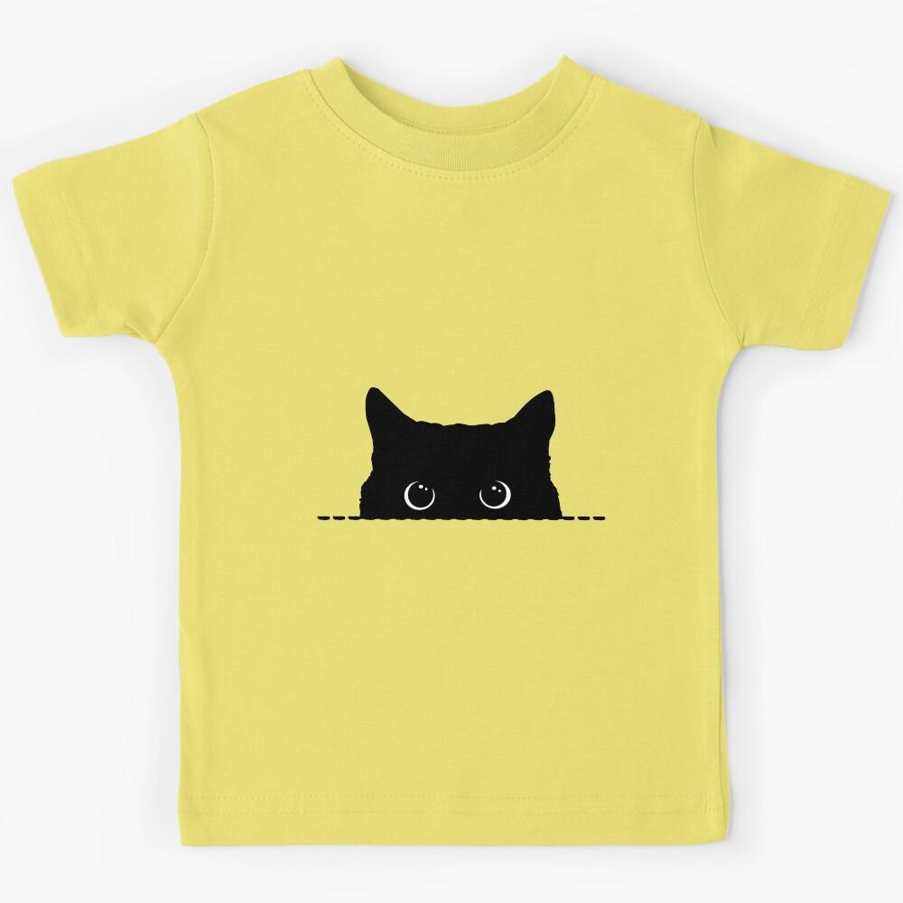 Black Cat Peeking Kids T-Shirt 100