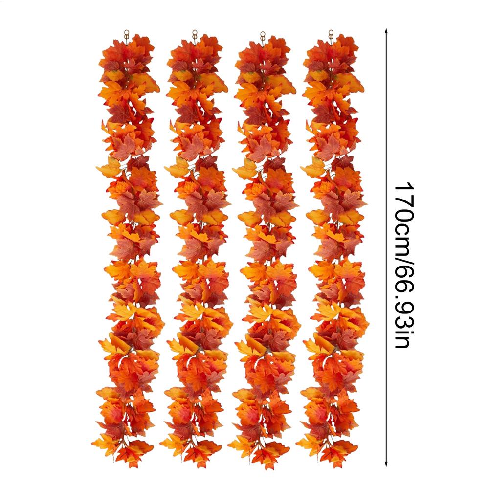 Fall Leaves Garland 4Pcs/set Faux Maple Leaves Rattan Thanksgiving Rattan Maple Leaves Garland Seasonal Harvest Decoration