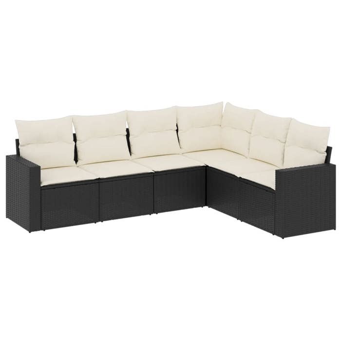 VidaXL Garden Lounge Set 6 Pcs with Cushions Black Braided Resin 3218996