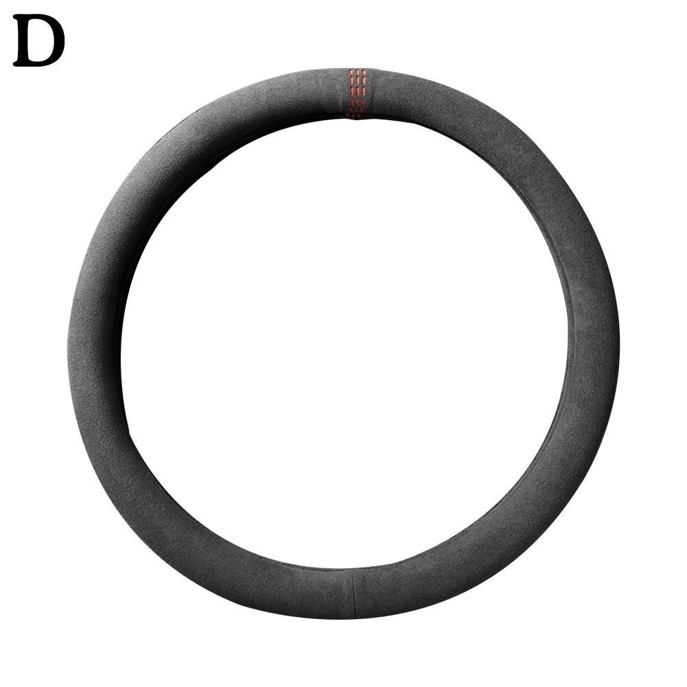 

Car Steering Wheel Cover 38cm Dia Suede Cow Soft Steering Grip Non-slip D-shaped Round Breathable For All Seasons B8V1