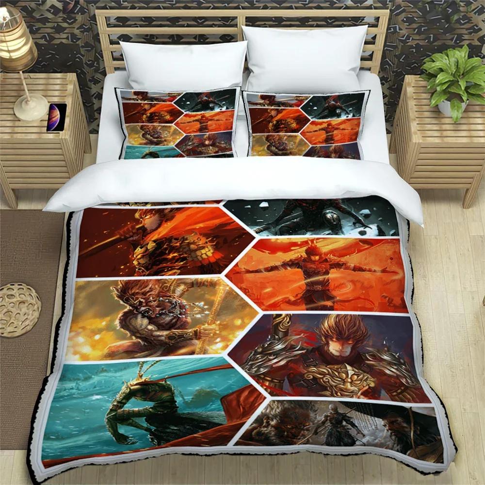 Sun WuKong Monkey King Print Three Piece Bedding Set Fashion Article Children or Adults for Beds Quilt Covers Pillowcases Gift