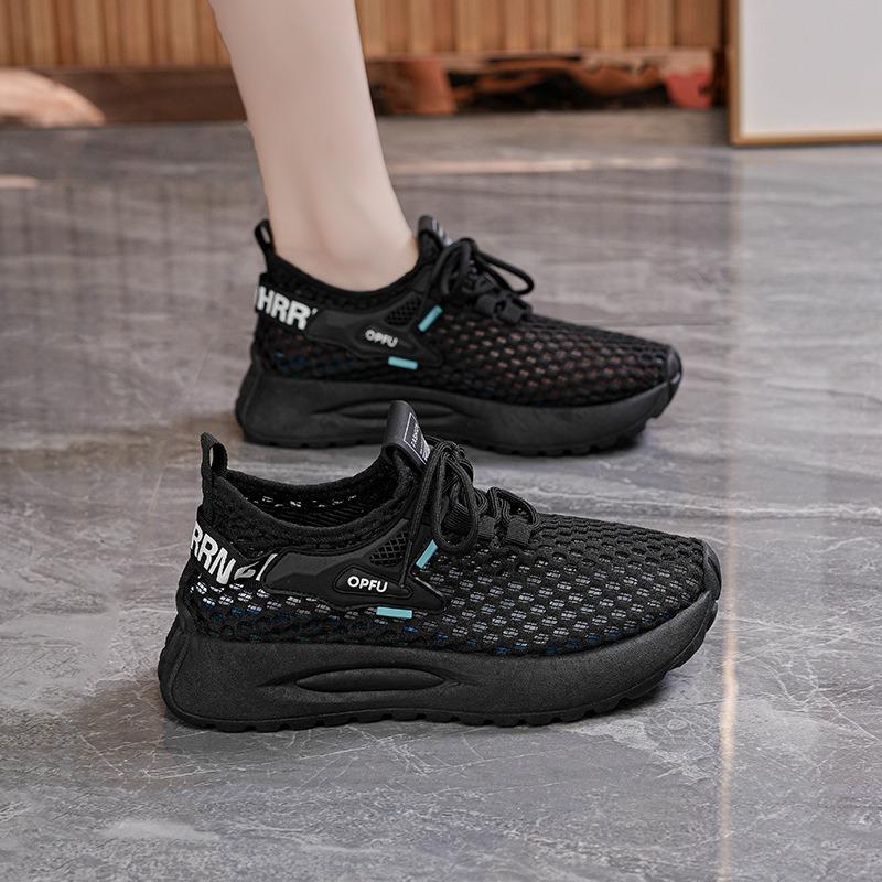 

Summer women s shoes new breathable hollow mesh shoes children s versatile thick-soled fly-woven sports shoes casual dad shoes 40