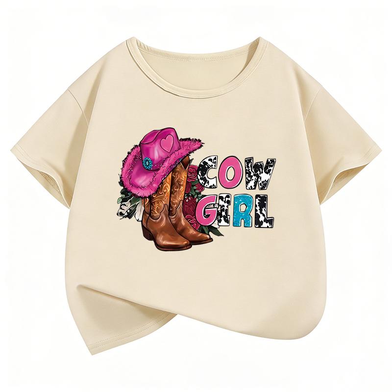 Hip Hop Fashion Cow Girl Design TShirt Printed T Shirt Girls Summer Kids Childrens Short Sleeve Tops Boys Cute Clothing 110