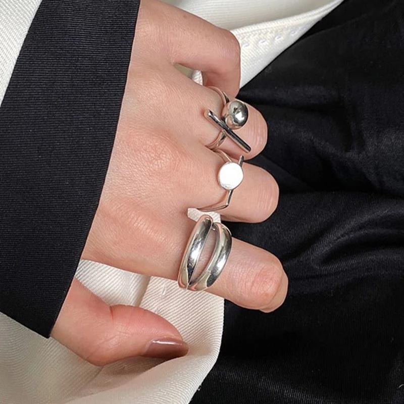 foxanry New Fashion Copper Jewelry Rings Vintage Charm Double Design Accessories Gifts