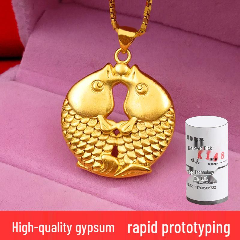 Pisces Koi Necklace Pendant Mold - Spitting Treasure, Peace, Wealth, Good Luck Fu Fish Jewelry