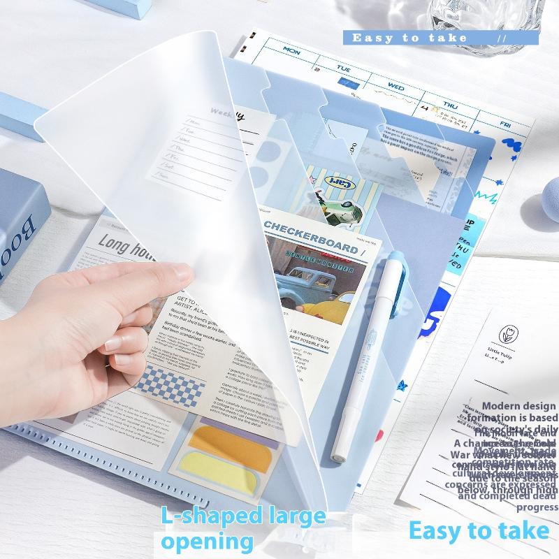 Gradient Multi-Layer Folder A4 Subject Classification Test Paper Folder Transparent L-Shaped Folder 6-Layer Classification File
