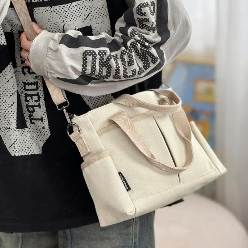 Practical Canvas Handbag Women Multifunctional Large Capacity Zipper Handbag Women Zipper Messenger Bag Student Casual Handbag Designer Bag