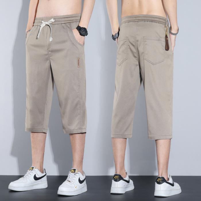 

Новые летние укороченные брюки Ice Silk, летние тонкие спортивные брюки большого размера, быстросохнущие, повседневные брюки для мужчин 3XL