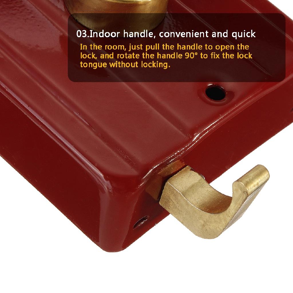 Holztür Außentür Retro Schloss Sicherheit Mehrfachversicherungsschloss Gusseisen Einbruchschutz Rote Schlösser