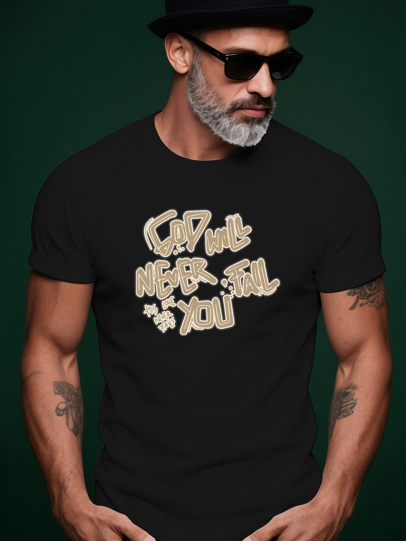 Inspirational God Will Never Fail You Graphic Tee - Yel... S