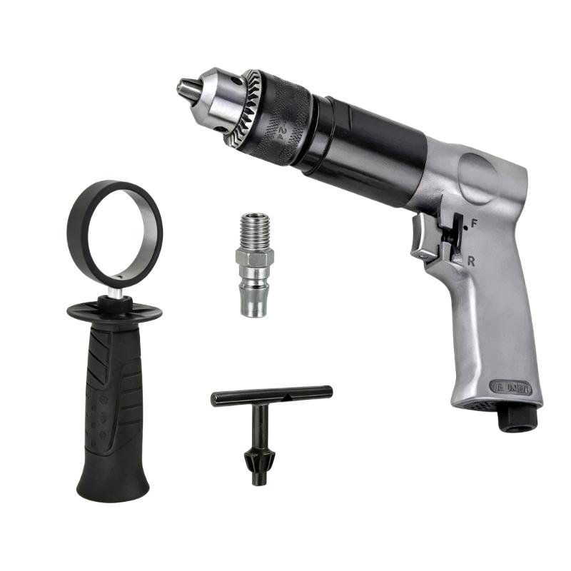 Hochleistungs 3/8 Zoll / 1/2 Zoll Hochgeschwindigkeits-Druckluftbohrer Reversible Rotation Luftbohrer zum Bohren von Löchern Druckluftbohrer