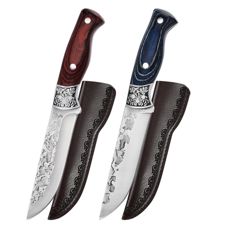 1pcs Forged Boning Knife Stainless Steel Sharp Kitchen Knives Meat Cleaver Butcher Knife Fruit Slicing Knife Wooden Handle