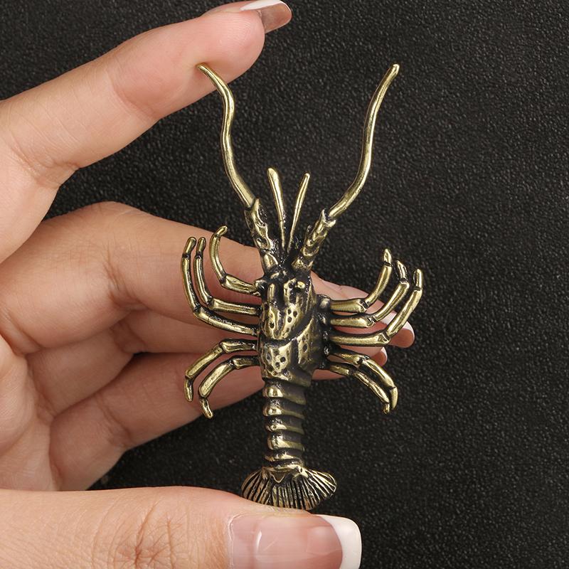 Pure Brass Artificial Lobster Miniature Figurines Vintage Ornament Fish Tank Landscaping Ornaments Office Desktop Decor Ornament