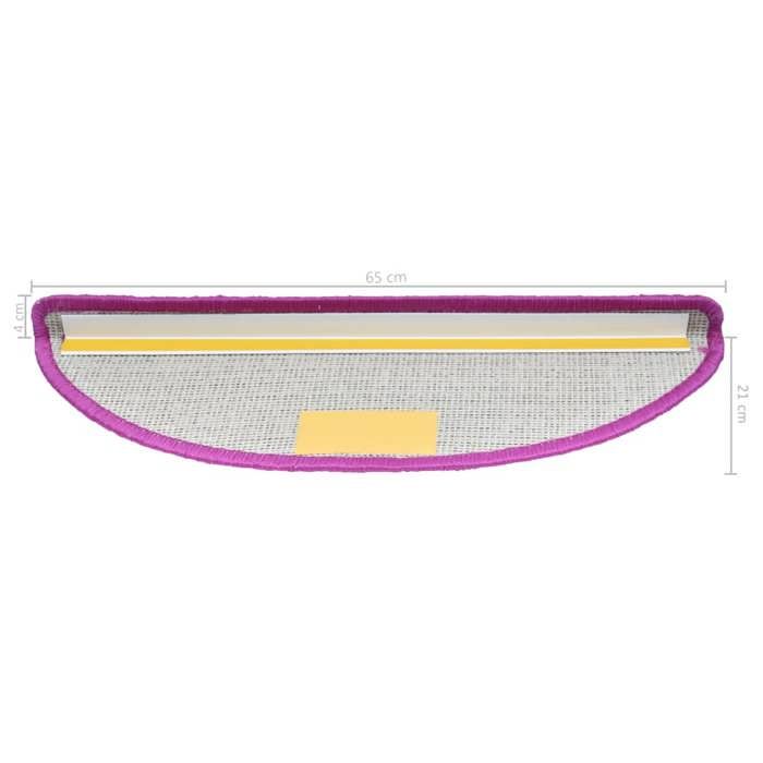 VidaXL Tapis d'escalier 15 pièces 65 x 21 x 4 cm Violet Demi-rond Grand 133905