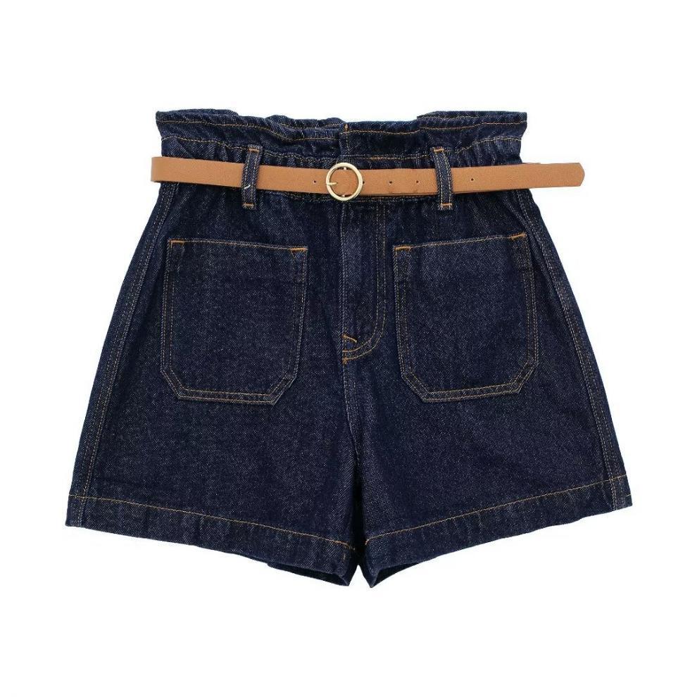 Summer European & American Women's Belted Casual Denim Shorts