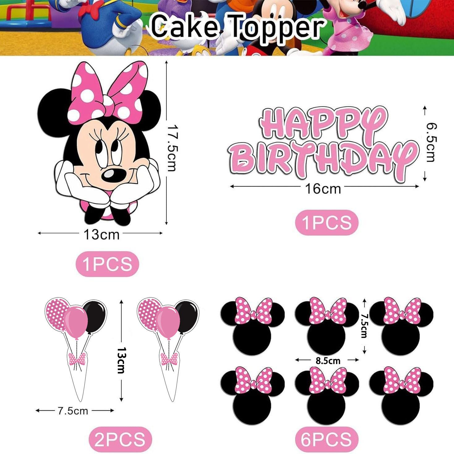 

New Minnie Mouse Party Supplies Cake Topper Cupcake Toppers for Kids Happy Birthday Cake Decoration Baby Shower Party Gifts