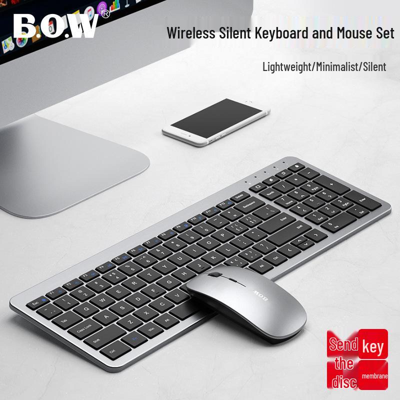 Evrensel Masaüstü/Dizüstü Bilgisayar Kullanımı İçin Hangshi Ultra İnce Sessiz Kablosuz Klavye ve Fare Seti