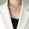French Trend Personalized Fashion Jewelry, Titanium Steel Gold-Plated Snake Bone Chain Imitation Pearl Fringed Pendant Necklace Women