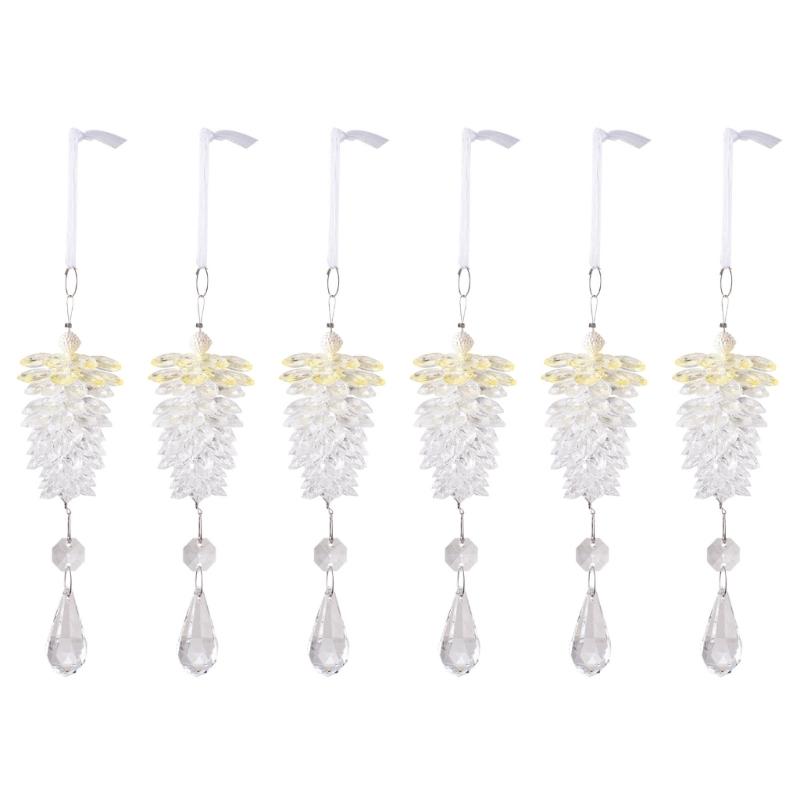 6 Pcs Christmas Tree Ornament Acrylic Pinecone Pendant Christmas Tree Decorations For Home Party And Holiday Celebration