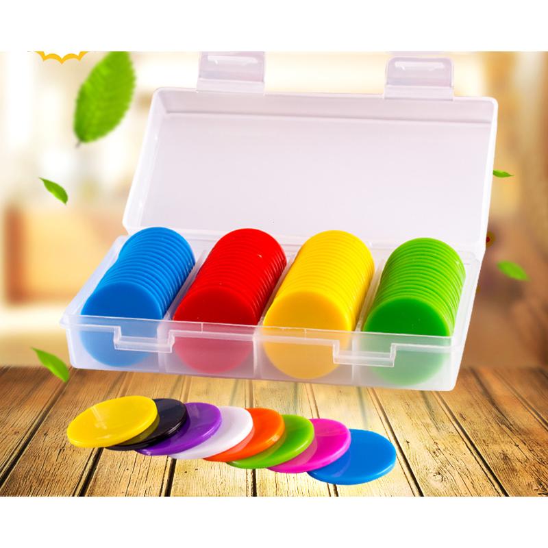100 Stuks Plastic Poker Chips Casino Bingo Markers Voor Plezier Familie Club Kermis Bingo Spel Benodigdheden 25 Mm 9 Kleuren