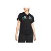 Jordan Logo Embroidered Single-Breasted Short Sleeve Shirt Women Tops Black DO4161-010
