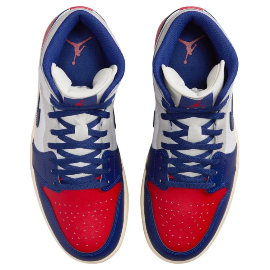 Air Jordan 1 Mid Rare Air Unisex Sneakers White Deep-Royal-Blue University-Red DQ8426-102