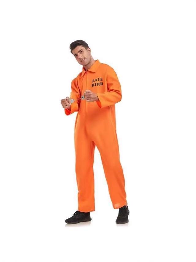 Halloween Cosplay Prisoner Costume: Unisex Orange Jumpsuit for Role Play & Stage Performance