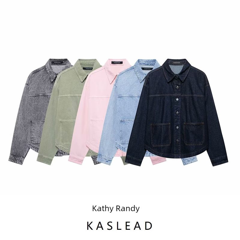 Kaslead New Arrival Women's Clothing Fashion Style Fashion Sticker Cloth Decoration Denim Jacket Coat 0108229