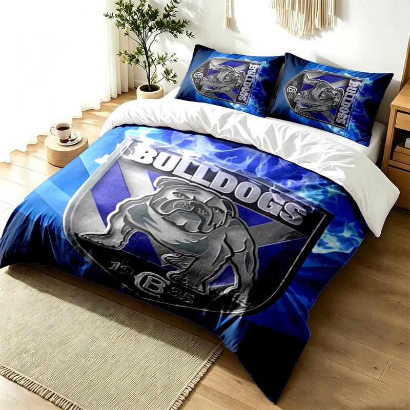 Canterbury Bulldogs 3pc Duvet Cover Set Simple Modern Bedding Set Wrinkle Resistant Soft Fabric All Season Use a perfect gift