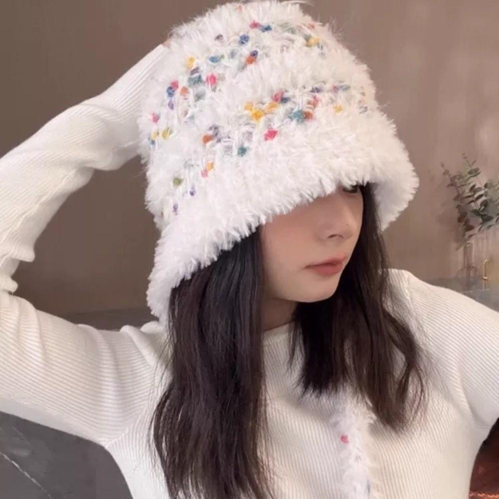 Warm Bucket Hat Ear Protection Earmuff Knitted Hat Cute Winter Hat  for Women