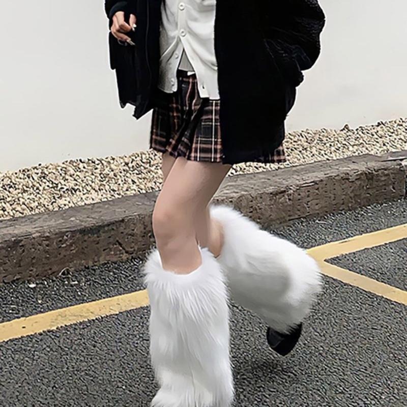 Faux Furs Leg Warmer,Warm Soft Cozy Fuzzy Leg Warmer Boot Cuffs Cover for Women Party Costumes Boot Sleeves Boot Covers