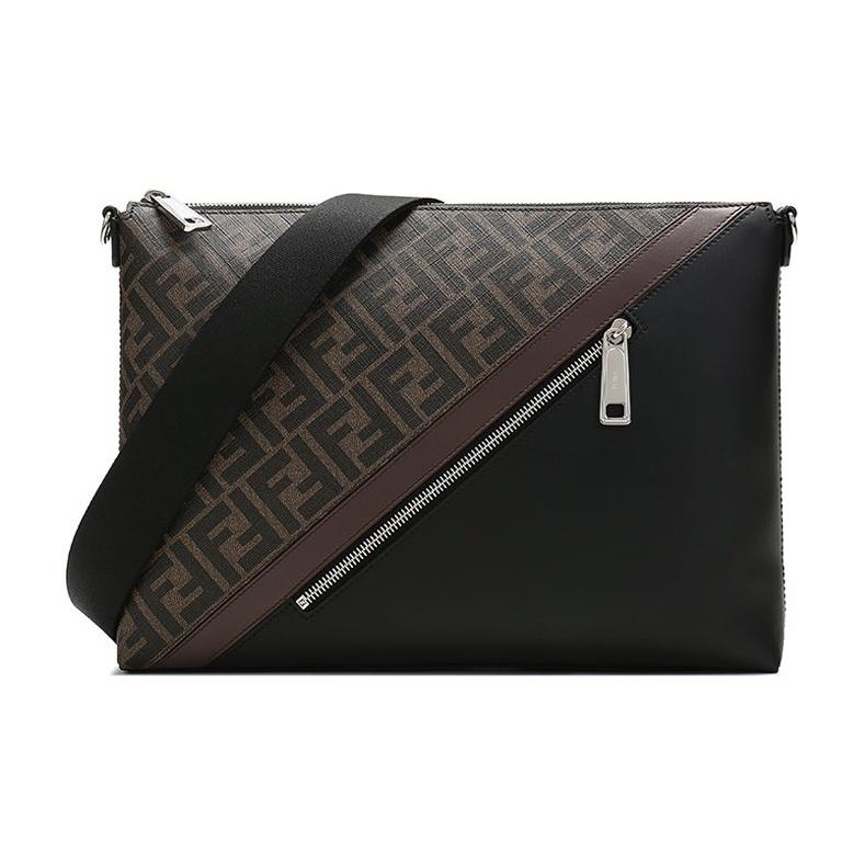 

Fendi Monogram Logo FF Pattern Coated Canvas And Leather Messenger Bag Men bags 7VA470-A9XS-F199B Basic Set (Bag+Dust Bag)