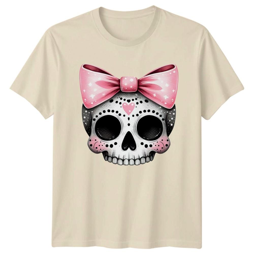 Pink Bow Skull Unisexs TShirt Coquette Aesthetic Halloween Gift For Her